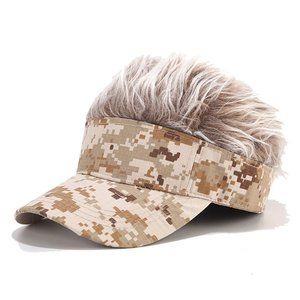 HairHat Light Brown Camo Visor with Light Brown Hair